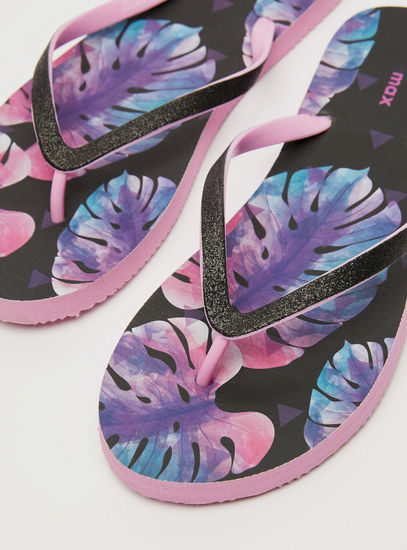 Tropical Print Slip-On Thong Slippers