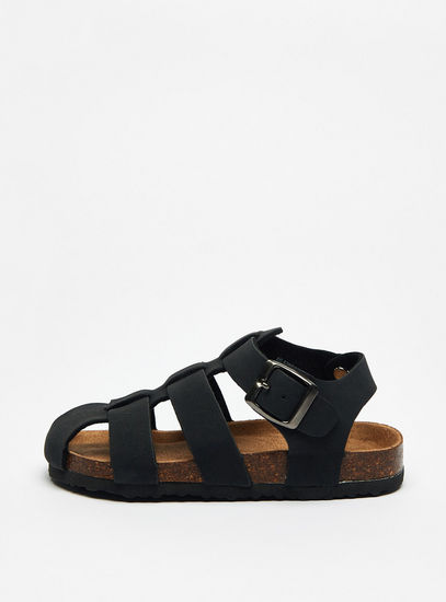 Solid Gladiator Sandals with Hook and Loop Closure-Sandals-image-0