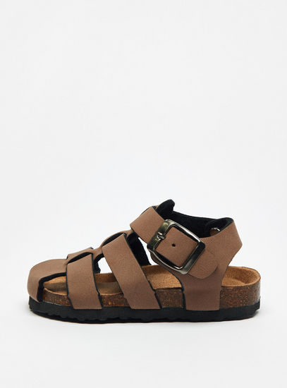 Solid Gladiator Sandals with Hook and Loop Closure