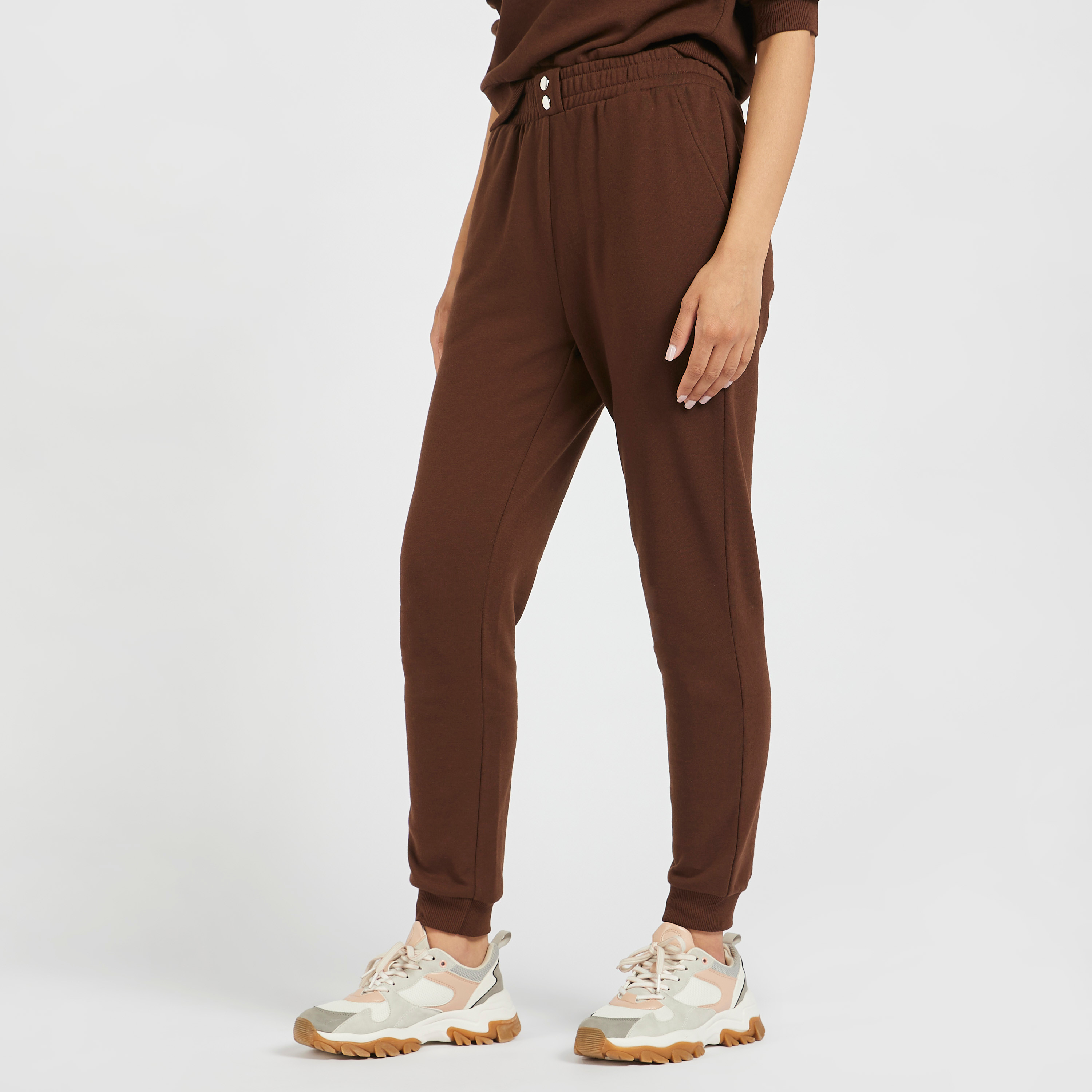 Shop Solid Joggers with Elasticated 