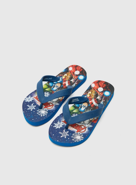 Avengers Print Flip Flops with Textured Straps