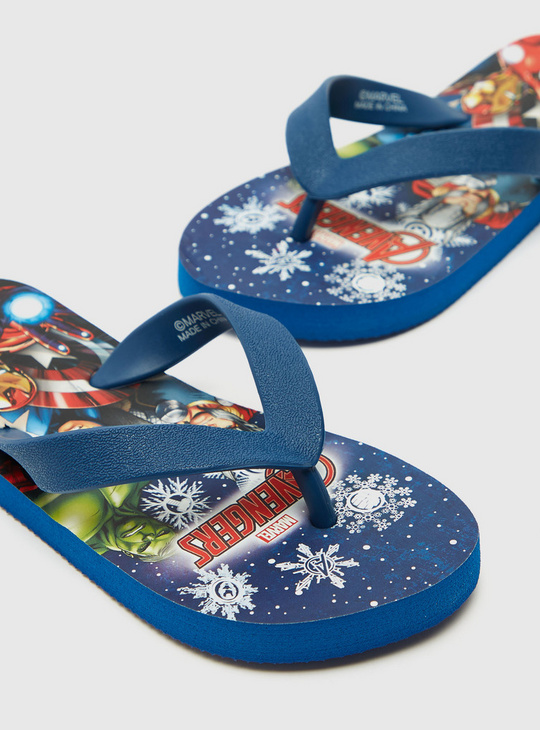 Avengers Print Flip Flops with Textured Straps