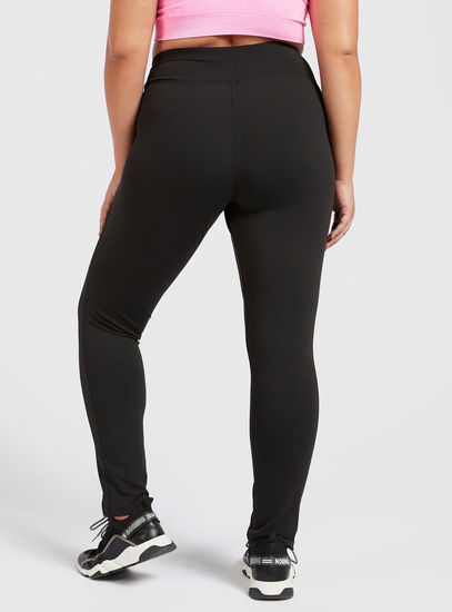 Solid Activewear Leggings in Slim-Fit with Elasticised Waistband-Leggings-image-0