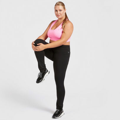 Solid Activewear Leggings in Slim-Fit with Elasticised Waistband--image-1