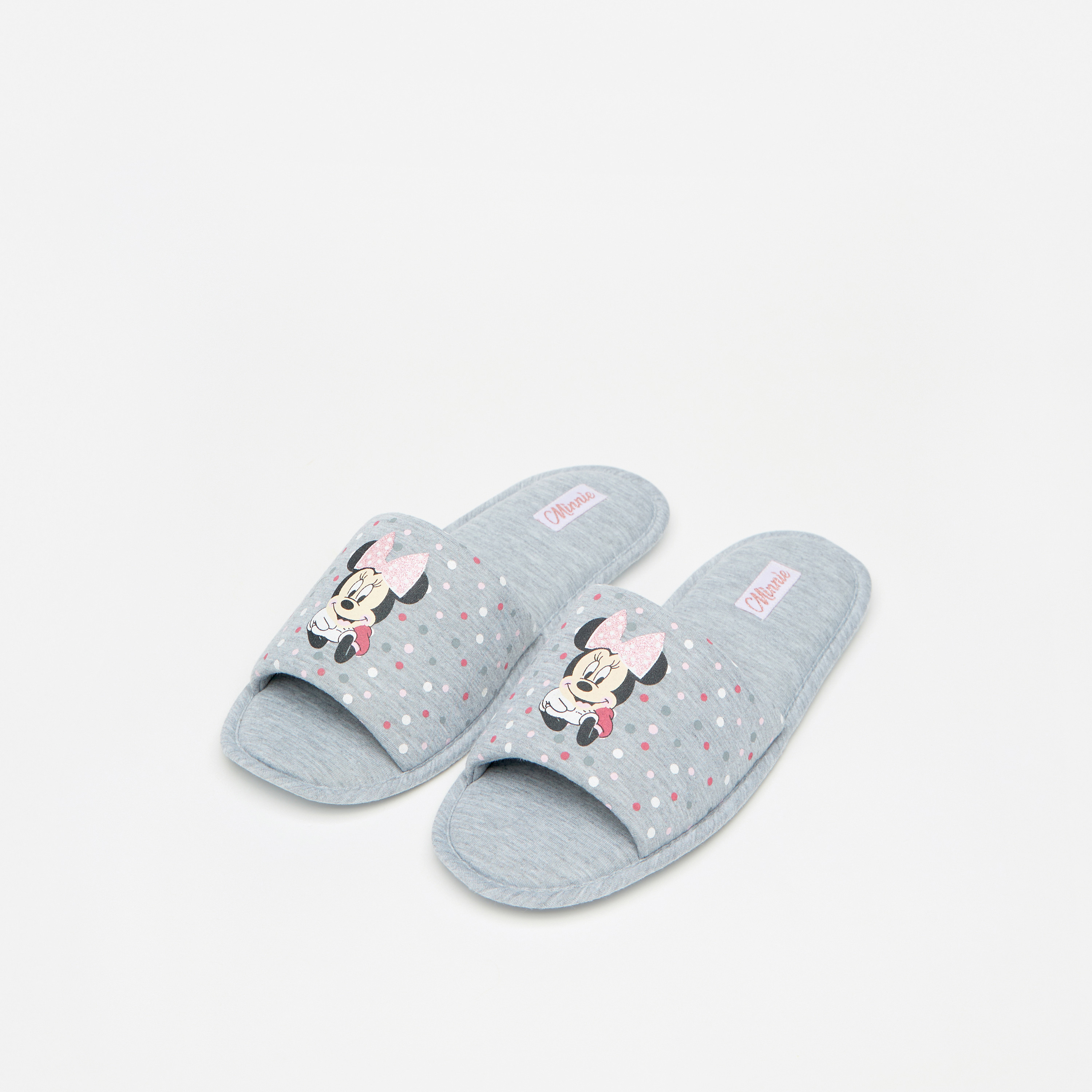 Shop Minnie Mouse Print Open Toe Slip On Bedroom Slippers Online