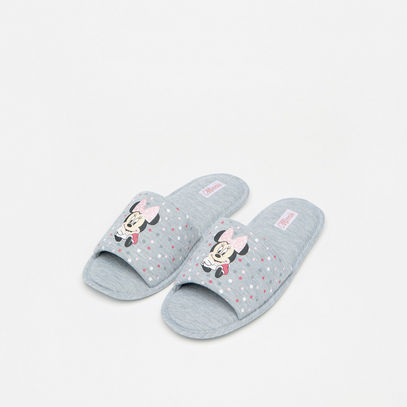 Minnie Mouse Print Open Toe Slip-On Bedroom Slippers
