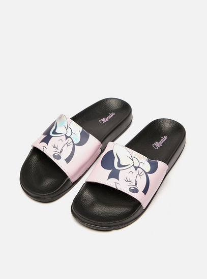 Minnie Mouse Print Slip-On Slide Slippers
