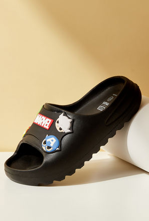 Marvel Embossed Slip-On Slide Sandals-mxkids-boystwotoeightyrs-shoes-flipflops-0