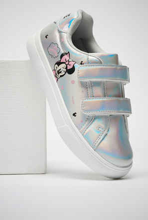 Minnie Mouse Holographic Print Sneakers with Hook and Loop Closure-mxkids-girlstwotoeightyrs-shoes-sneakers-2