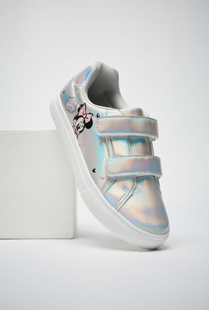 Minnie Mouse Holographic Print Sneakers with Hook and Loop Closure-mxkids-shoes-girlseighttosixteenyrs-sneakers-3