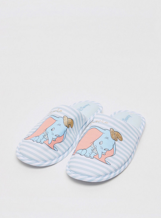 Dumbo Print Bedroom Slippers with Embroidered Logo Detail