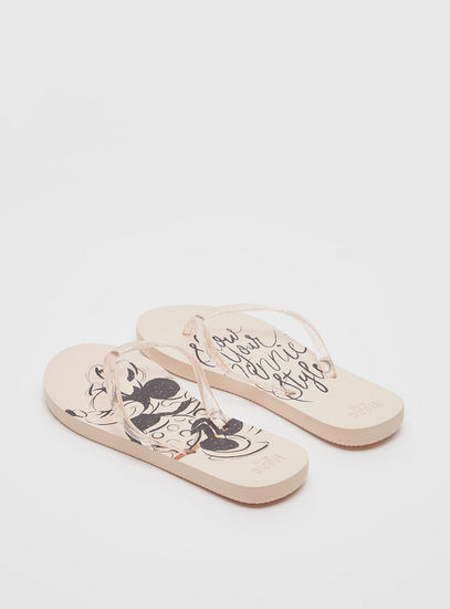 Minnie Mouse Print Thong Slippers