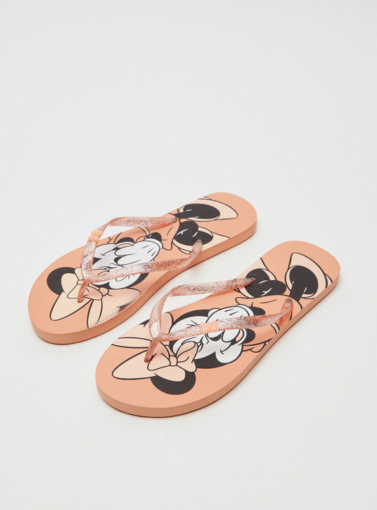 Minnie Mouse Print Flip-Flop with Glitter Straps