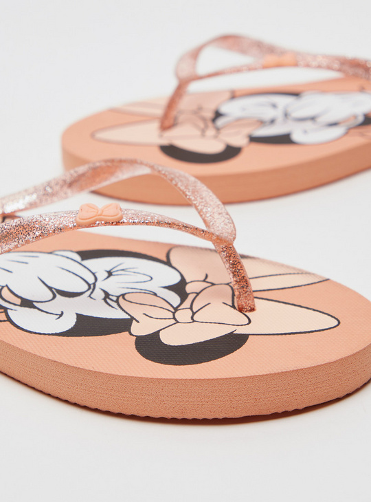 Minnie Mouse Print Flip-Flop with Glitter Straps