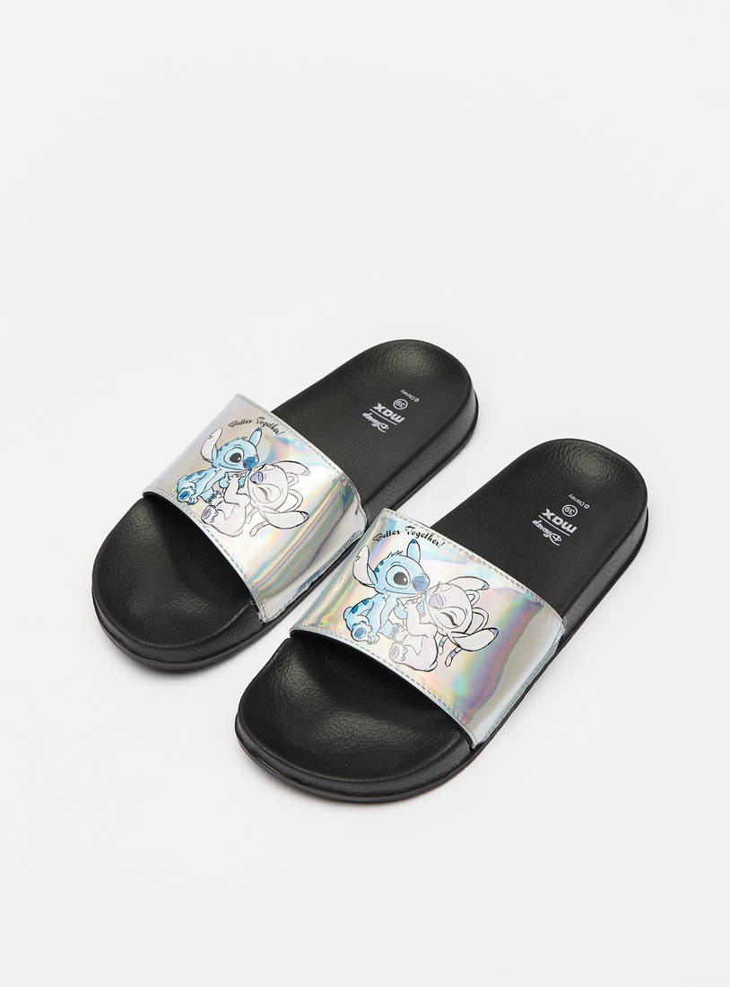 Stitch and Angel Print Slide Slippers-Shoes-image-1