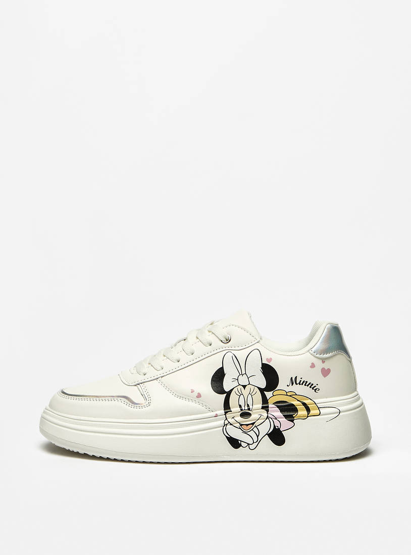 Minnie Mouse Print Sneakers with Lace-Up Closure-Shoes-image-0