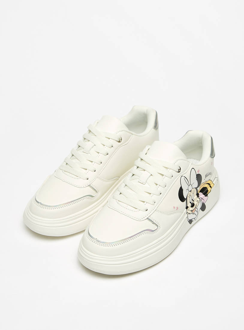 Minnie Mouse Print Sneakers with Lace-Up Closure-Shoes-image-1