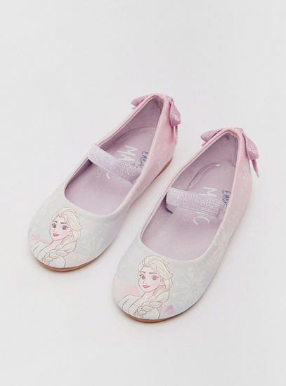 Elsa Themed Ballerinas with Elasticated Closure and Bow Applique