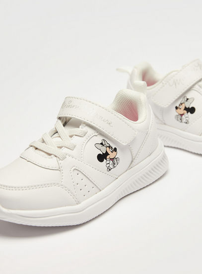 Minnie Mouse Print Sports Shoes with Hook and Loop Closure