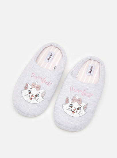 Marie Embroidered Slip-On Bedroom Mules with Bow Applique-Bedroom Slippers-image-1
