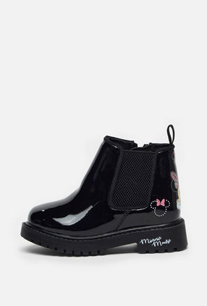 Minnie Mouse Print Ankle Boots with Zip Closure-mxkids-babygirlzerototwoyrs-shoes-boots-3