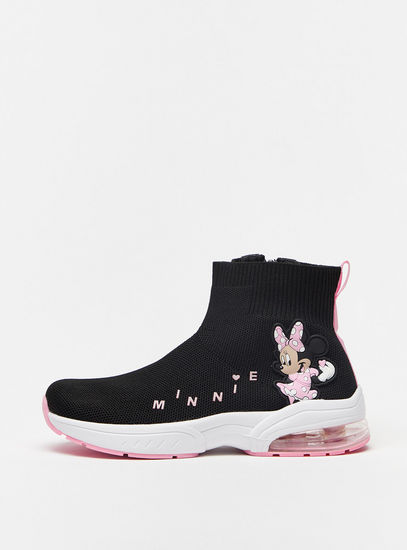 Minnie Mouse Applique Detail Sneakers with Zip Closure