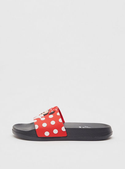 Minnie Mouse Embossed Open Toe Slide Slippers