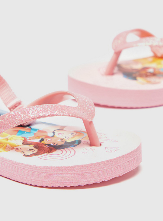 Disney Princess Print Beach Slippers with Back Strap