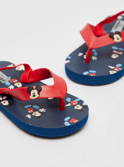 Mickey Mouse Print Beach Slippers with Elasticated Strap