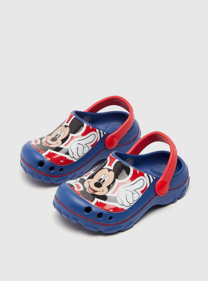 Mickey Mouse Print Slip-On Clogs