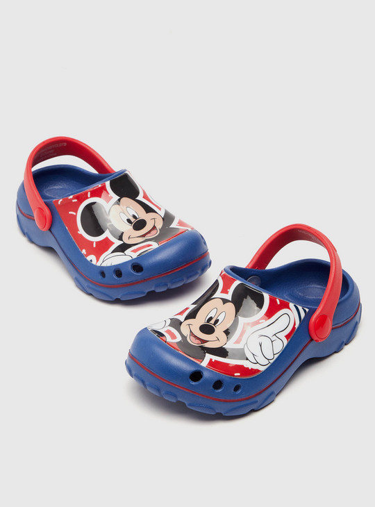 Mickey Mouse Print Slip-On Clogs