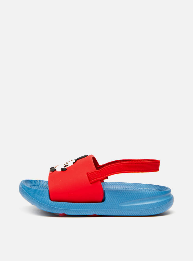 Embossed Mickey Mouse Print Slide Slippers with Backstrap-Sandals-image-0