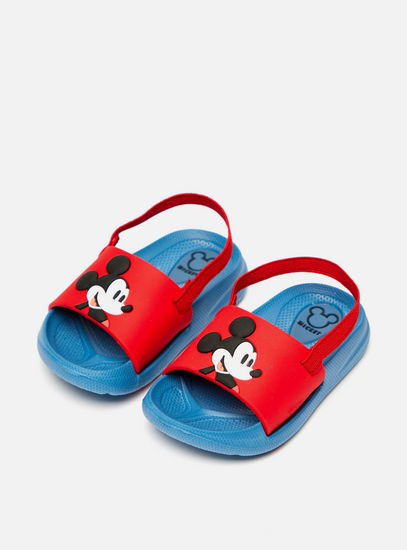 Embossed Mickey Mouse Print Slide Slippers with Backstrap