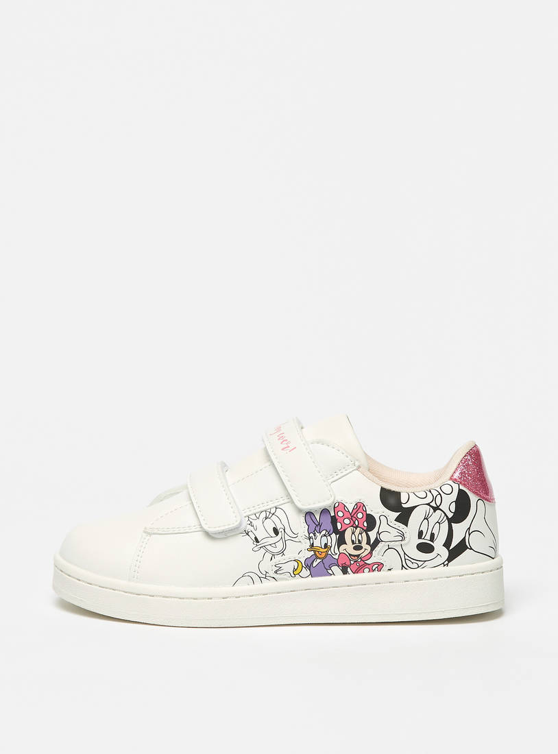 Minnie Mouse Print Sneakers with Hook and Loop Closure-Sneakers-image-0