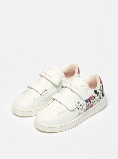 Minnie Mouse Print Sneakers with Hook and Loop Closure