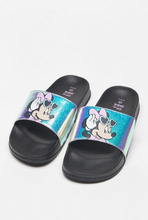 Minnie Mouse Print Slip-On Slide Slippers