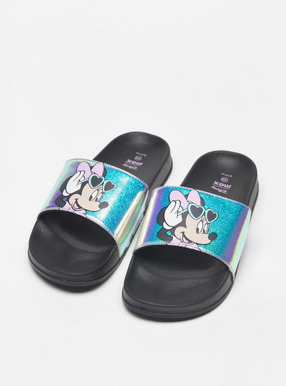 Minnie Mouse Print Slip-On Slide Slippers-Flip Flops-image-0