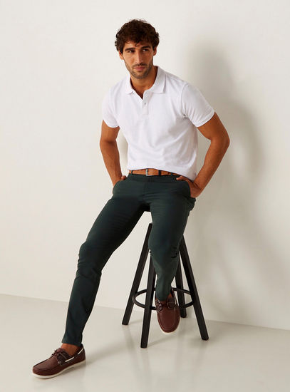 Solid Fade Resistant Polo T-shirt with Short Sleeves