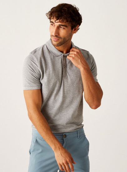 Solid Fade Resistant Polo T-shirt with Short Sleeves