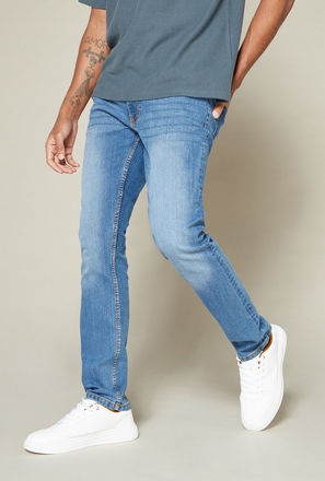 Full Length BCI Cotton Jeans with Button Closure and Pocket Detail