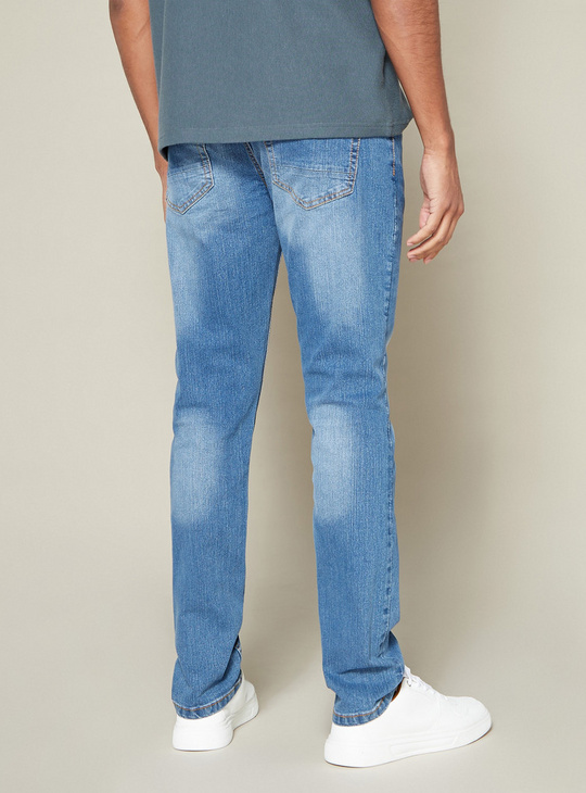 Full Length BCI Cotton Jeans with Button Closure and Pocket Detail