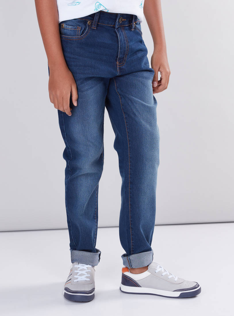 Full Length Jeans with Button Closure and Pocket Detail-Jeans-image-0