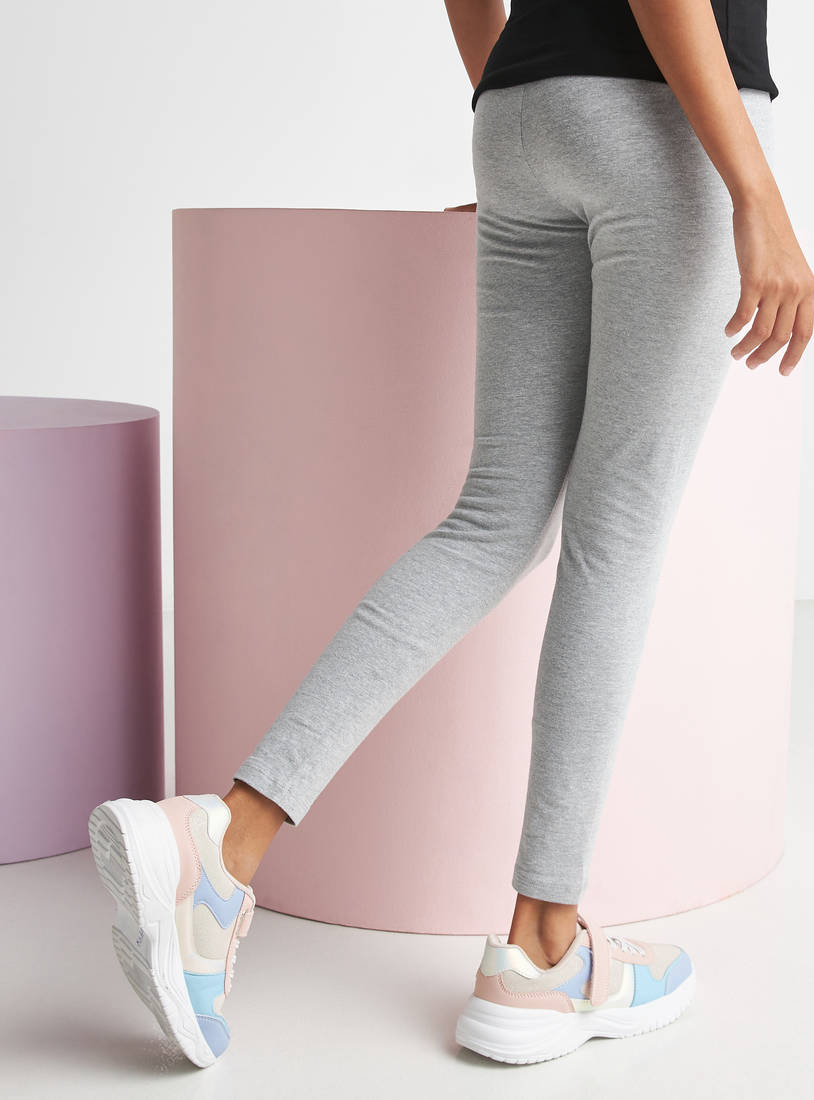 Shop Plain Fade Resistant Leggings with Elasticated Waistband Online