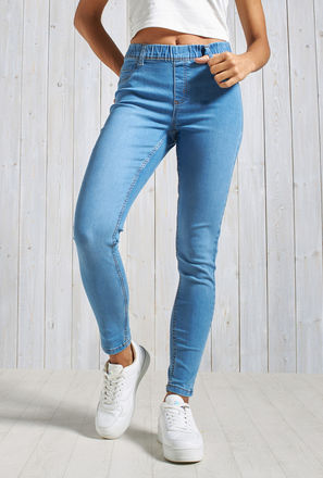 بنطلون جينز ضيق دنيم قطن بي سي أي سادة بخصر مطّاطي متوسّط الارتفاع-mxwomen-clothing-jeans-jeggings-1