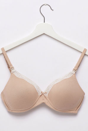 Padded Nursing Bra with Adjustable Straps and Lace Detail