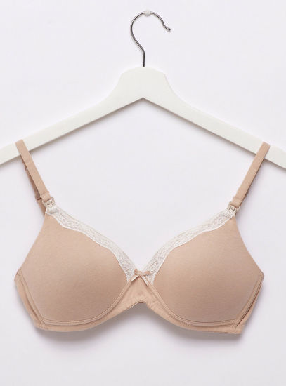 Padded Nursing Bra with Adjustable Straps and Lace Detail