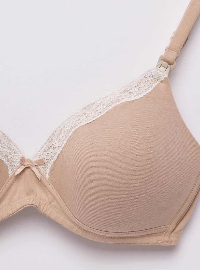 Lace Detail Padded Non-Wired Nursing Bra-Lingerie-image-1