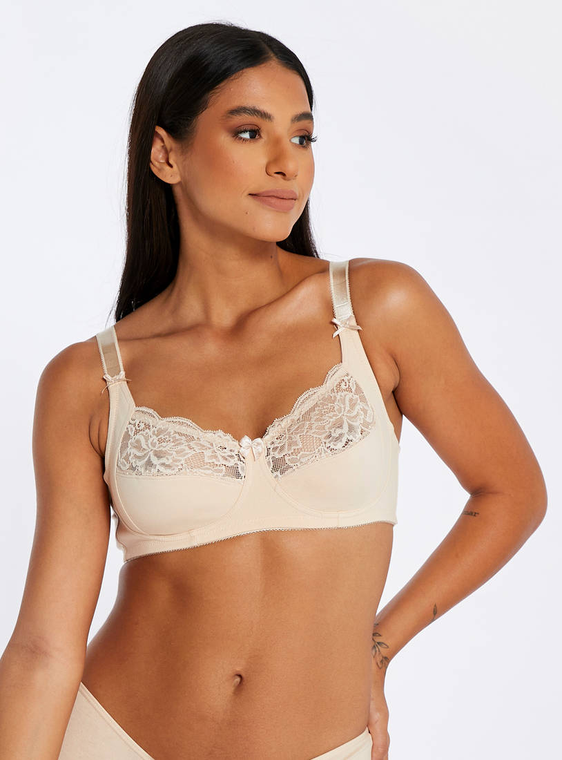 Lace Detailed Bra with Hook and Eye Closure-Bras-image-0