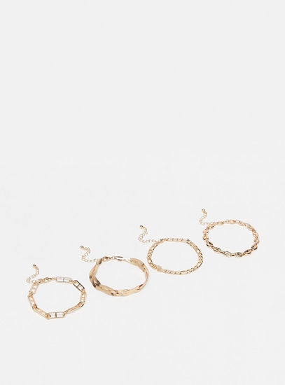 Set of 4 - Metal Bracelet with Lobster Clasp Closure