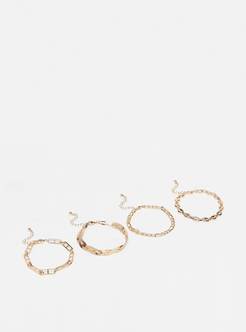 Set of 4 - Metal Bracelet with Lobster Clasp Closure-Bangles & Bracelets-image-0